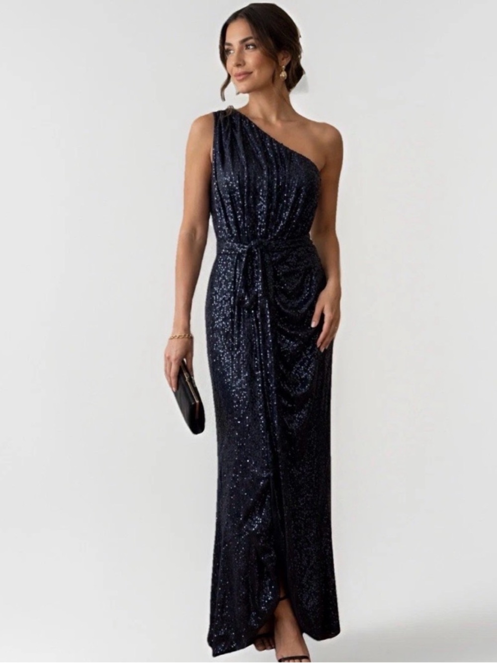 City Chic Luxe Sequin One Shoulder Gown Size 20 Formal Glam Evening
